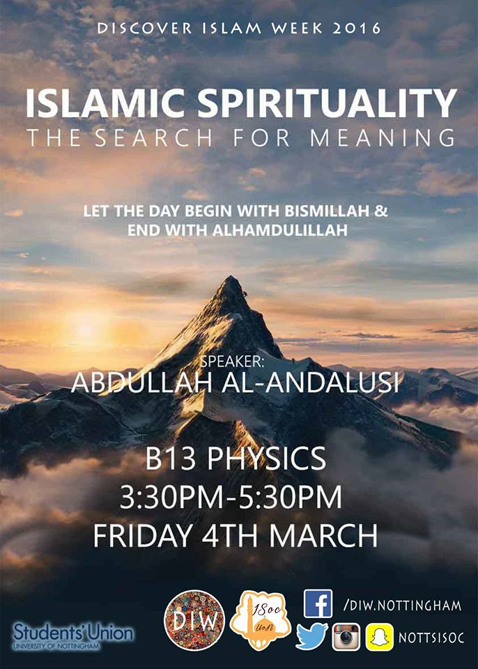Event: “Islamic Spirituality: The Search for Meaning” [4th March 2016, Nottingham University, UK]