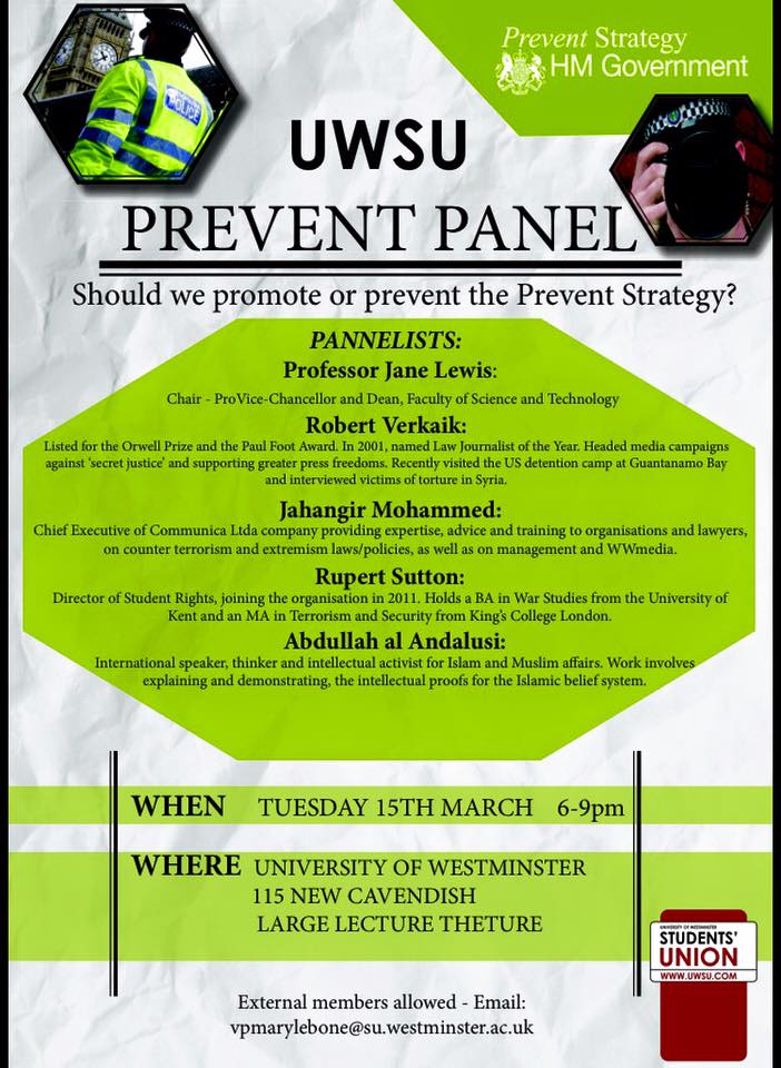 Debate Event: “Should We Promote Or Prevent The Prevent Strategy?” (14th March 2016, University of Westminster, UK)