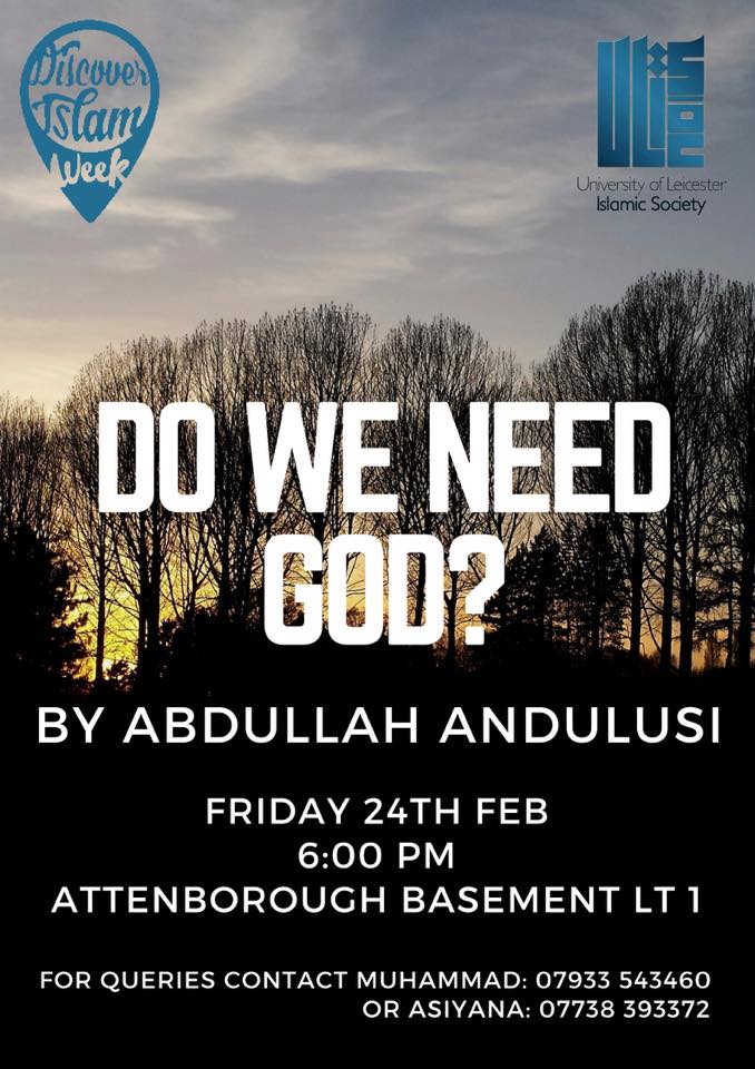Event: ‘Do humans need God?’ [University of Leicester, 24th February 2017]