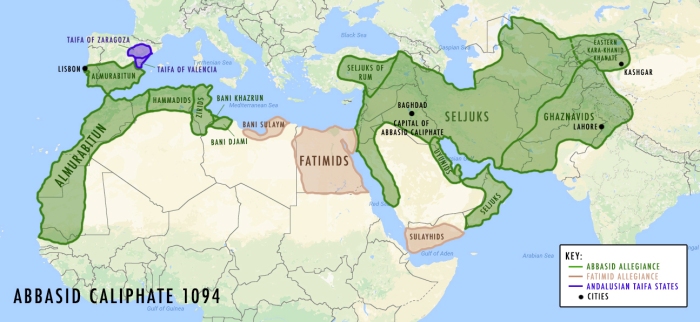 Map of Abbasid Caliphate 1094 AD Banner